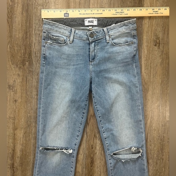 Paige Jeans Womens 28 Miki Straight Denim Raw Hem Distressed Cropped Light Wash - Picture 5 of 11